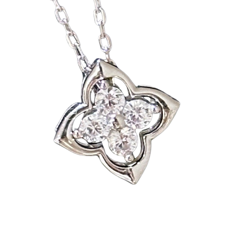 CLOVER CRYSTAL PENDANT NECKLACE
