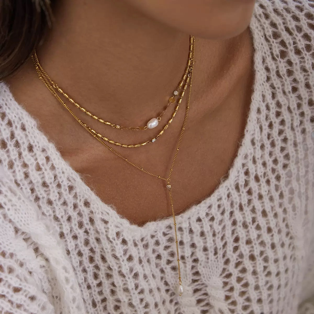 MOONLIGHT PEARL LAYER NECKLACE – Machériestudio