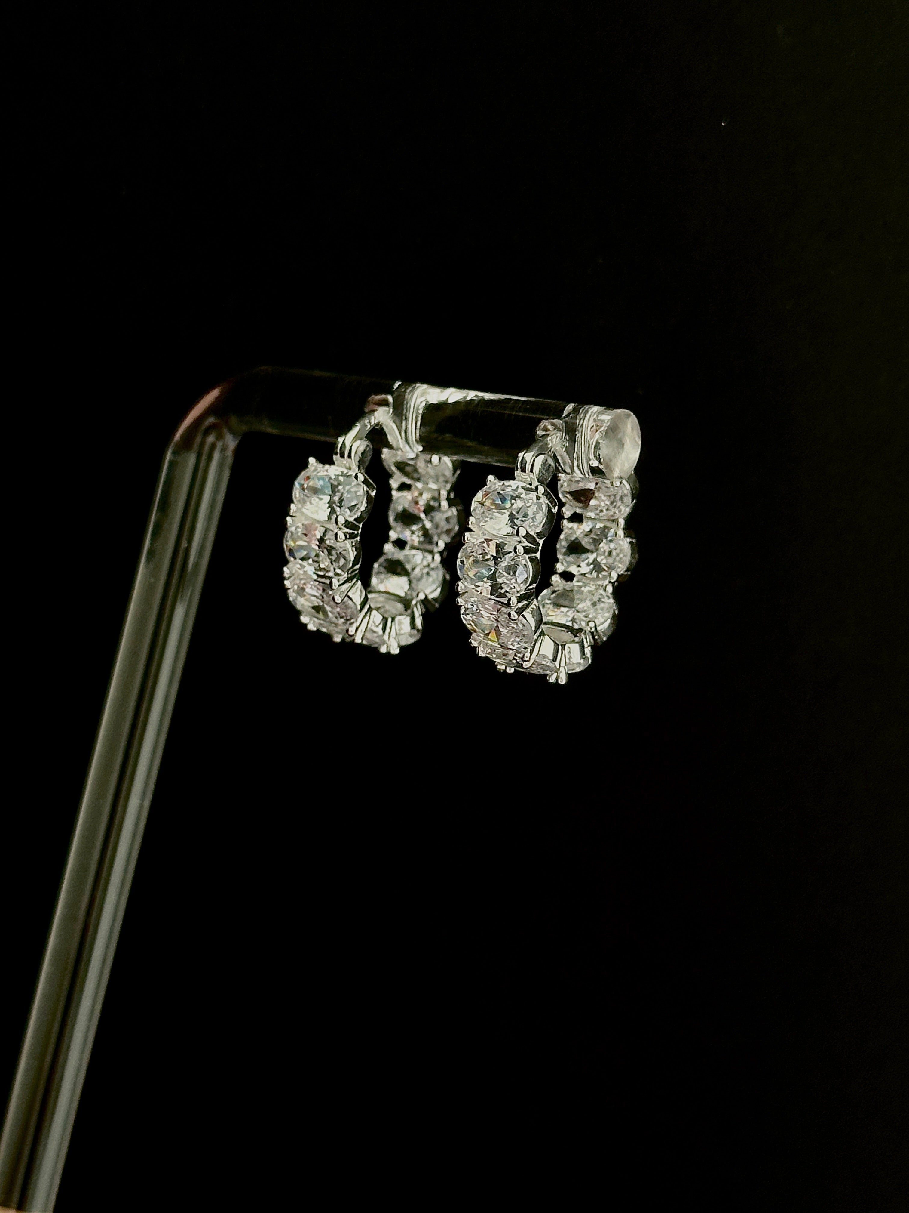 BAGUETTE CRYSTAL HOOP EARRINGS