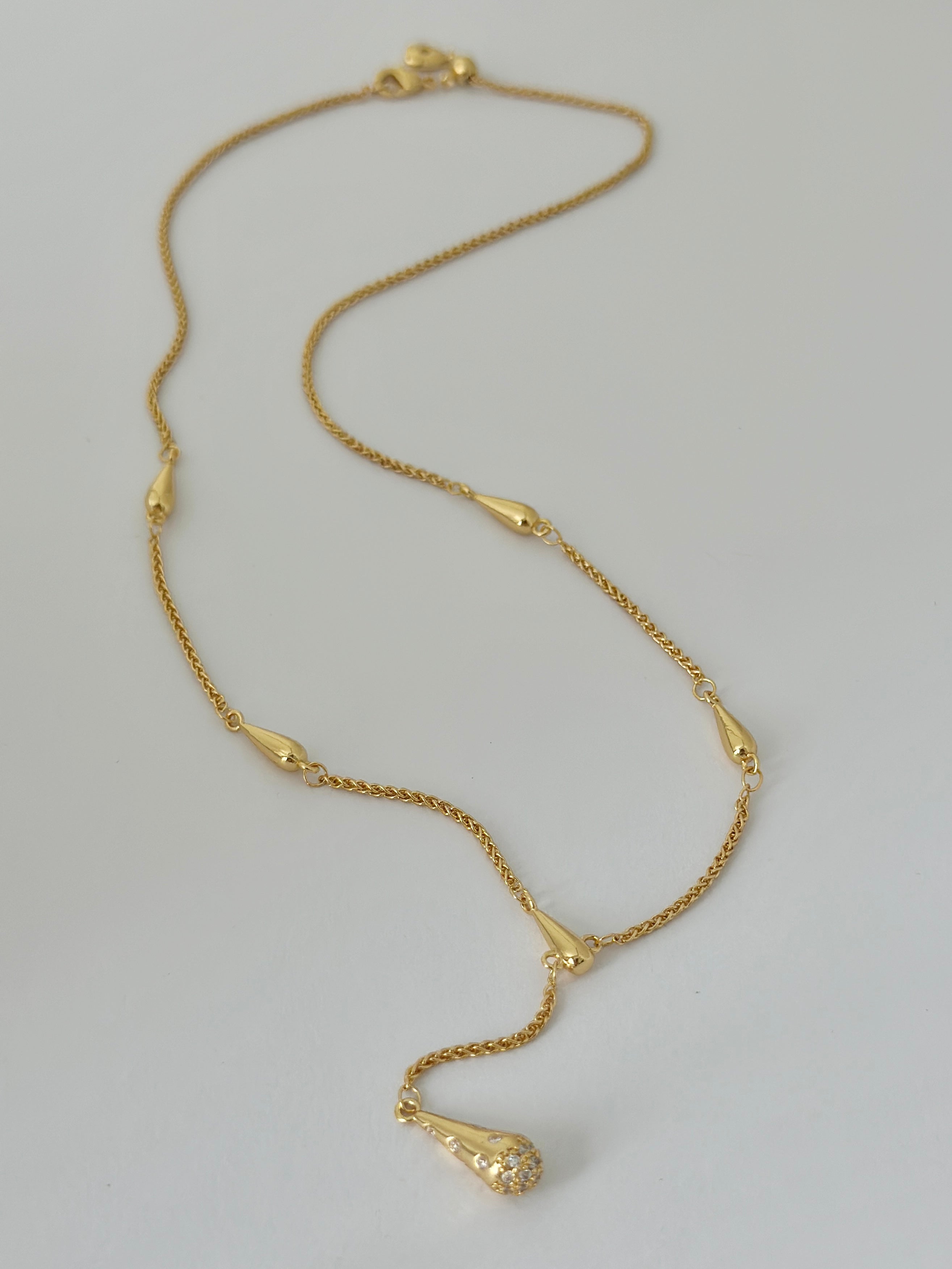 GOLDEN CASCADE TEARDROP NECKLACE