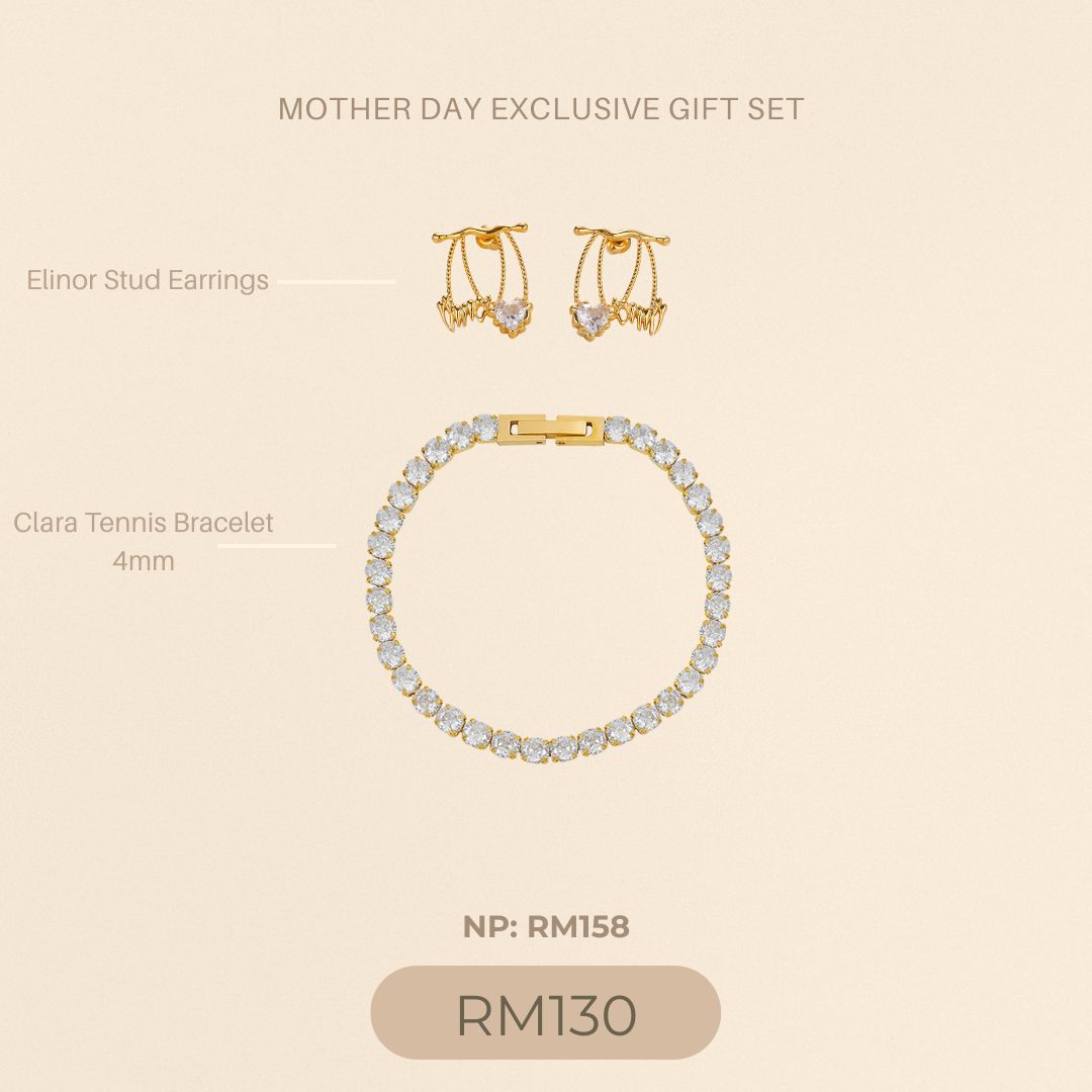 ELINOR STUD EARRINGS + CLARA TENNIS BRACELET SET