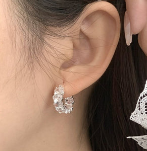 BAGUETTE CRYSTAL HOOP EARRINGS
