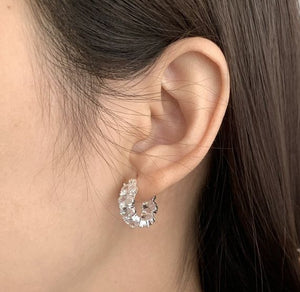 BAGUETTE CRYSTAL HOOP EARRINGS