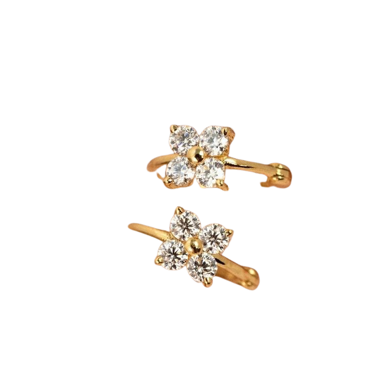 DAINTY CLOVER HUGGIE HOOPS