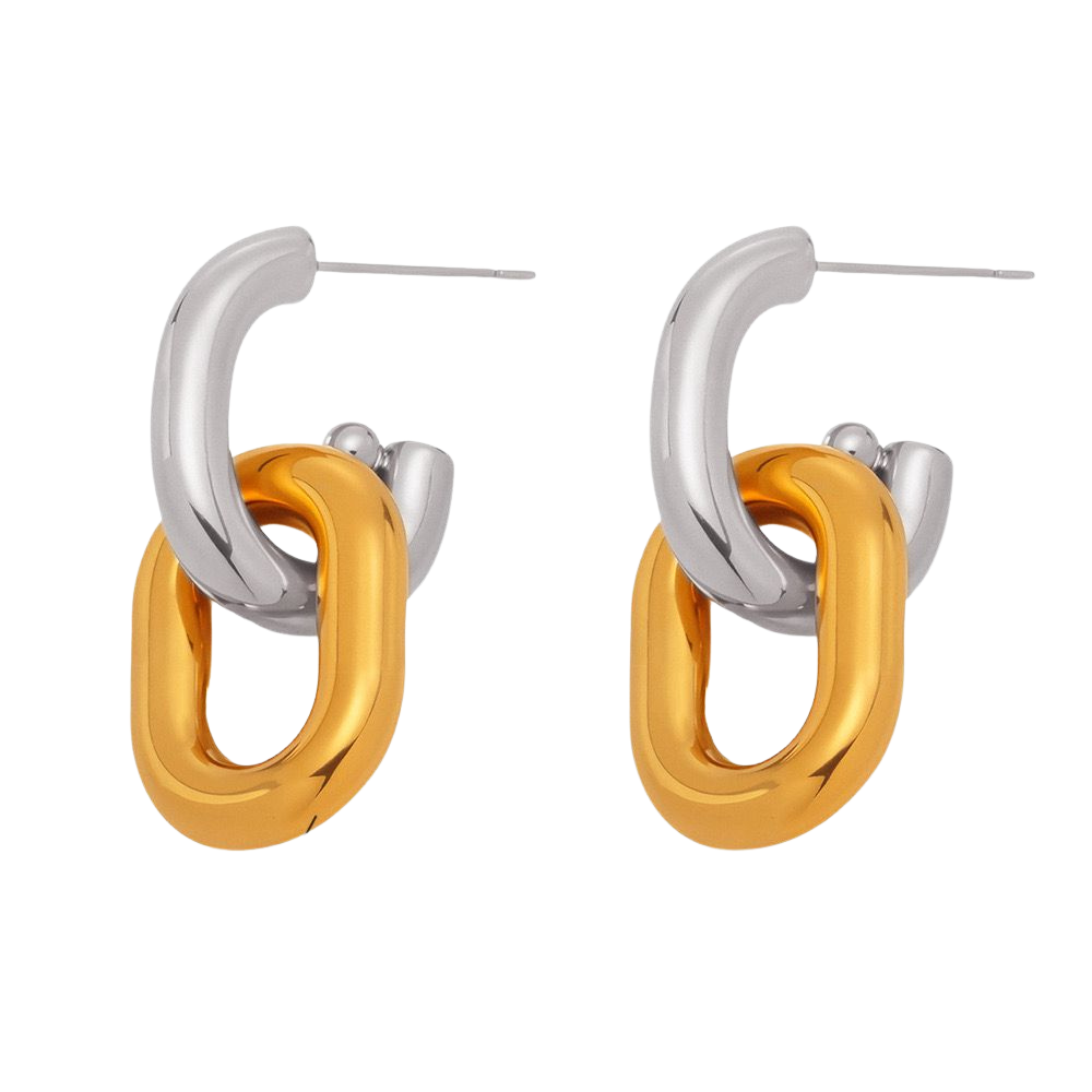 ELVA TWO TONES STATEMENT STUD EARRINGS