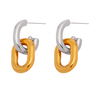ELVA TWO TONES STATEMENT STUD EARRINGS
